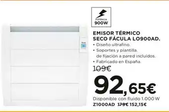 Hipercor Emisor Térmico Seco Fácula L0900AD oferta