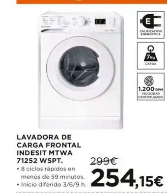 Hipercor Lavadora De Carga Frontal Indesit MTWA 71252 WSPT. oferta