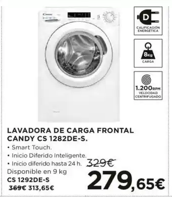 Hipercor Lavadora De Carga Frontal Candy CS 1282DE-S. 9kg oferta