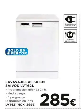 Solo En Hipercor Lavavajillas 60cm Saivod LVT621 LVT621Inox