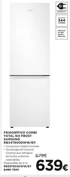 Hipercor Frigorifico combi Total No Frost Samsung RB34T600DWW/EF oferta