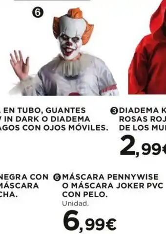 Hipercor Máscara Pennywise O Máscara Joker PVC Con Pelo oferta