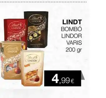 Plusfresc Lindt Bombó Lindor Varis 200gr oferta