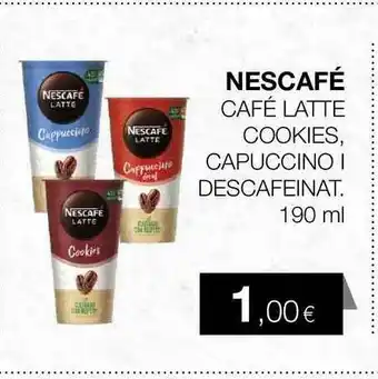 Plusfresc Nescafé Café Latte Cookies Capuccino Descafeinat 190ml oferta
