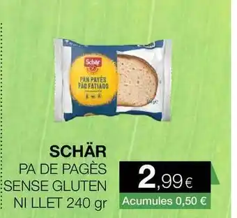 Plusfresc Schä Pa De Pagès Sense Gluten Ni Llet 240gr oferta