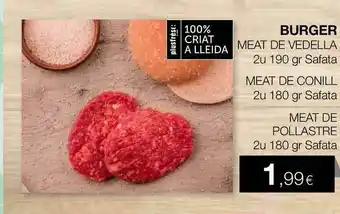 Plusfresc Burger Meat De Vedella Meat De Conill Meat De Pollastre 2u 180gr oferta