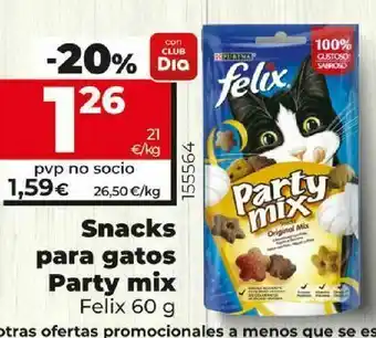 Dia Snacks para gatos party mix felix oferta