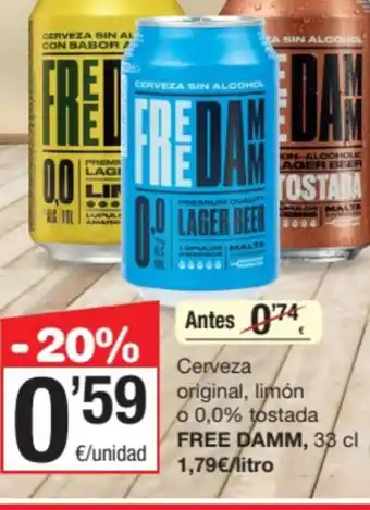 SPAR Fragadis Cerveza original, limón 60,0% tostada FREE DAMM oferta