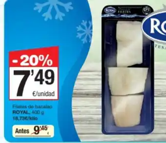 SPAR Fragadis Filetes de bacalao ROYAL, 400 g oferta