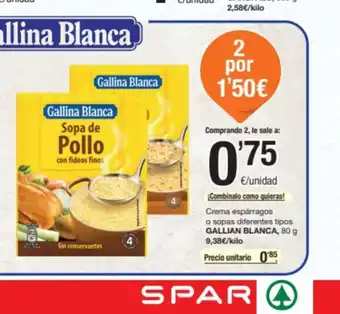 SPAR Fragadis Crema espárragos o sopas diferentes tipos GALLIAN BLANCA oferta