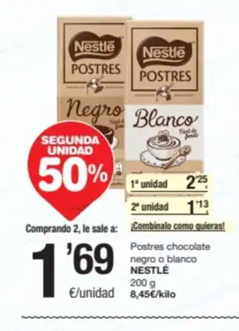 SPAR Fragadis Postres chocolate negro o blanco NESTLÉ oferta