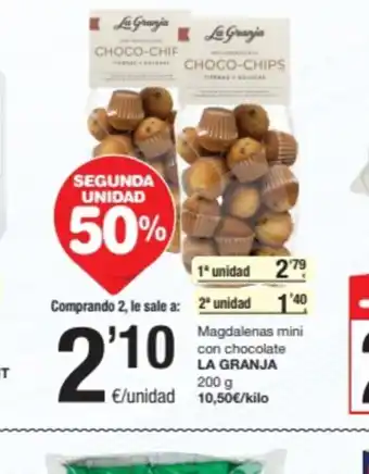 SPAR Fragadis Magdalenas mini con chocolate LA GRANJA 200 g oferta