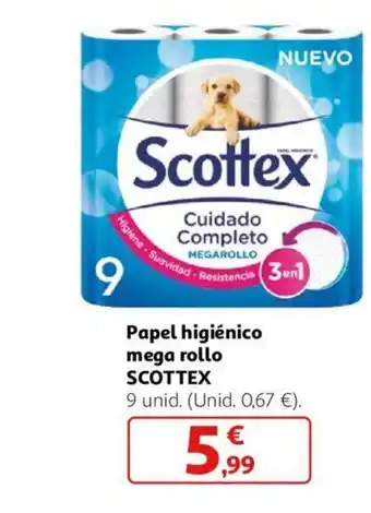 Alcampo Papel higiénico mega rollo SCOTTEX oferta