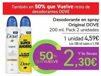 Carrefour Desodorante en spray original dove oferta