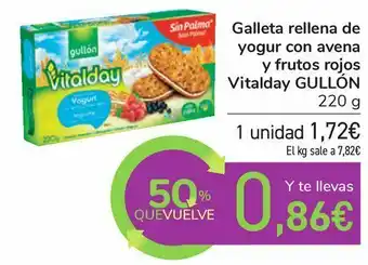 Carrefour Galleta rellena de yogur con avena y frutos rojos vitalday gullón oferta