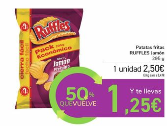 Carrefour Patatas fritas ruffles jamón oferta
