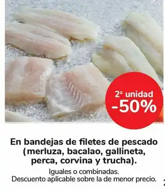 Carrefour En bandejas de filetes de pescado (merluza, bacalao, gallineta, perca, corvina y trucha). oferta