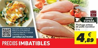 Carrefour Pechuga entera de pollo carrefour oferta
