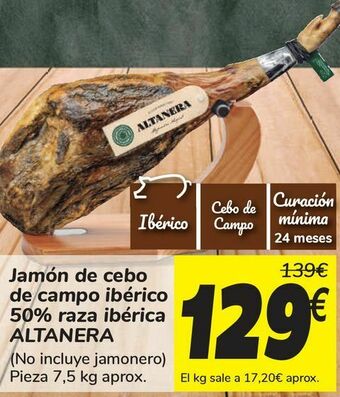 Carrefour Jamón de cebo de campo ibérico 50% raza ibérica altanera oferta