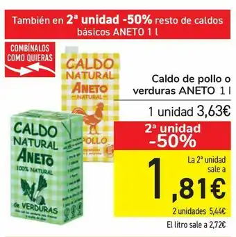 Carrefour Caldo de pollo o verdura aneto oferta
