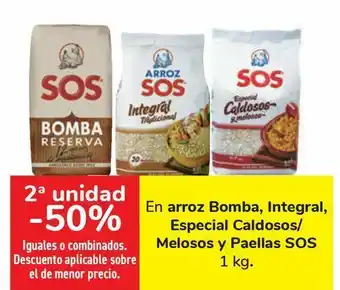Carrefour En arroz bomba, integral, especial caldosos/ melosos y paellas sos oferta