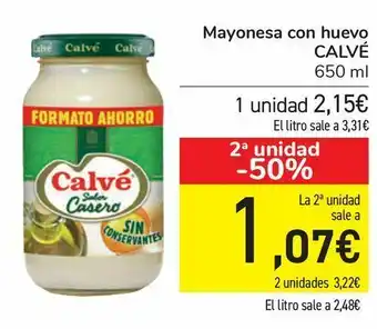 Carrefour Mayonesa con huevo calvé oferta