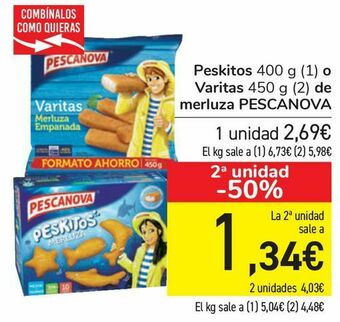 Carrefour Peskitos o varitas de merluza pescanova oferta