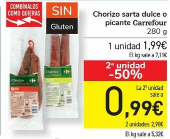 Carrefour Chorizo sarta dulce o picante carrefour oferta
