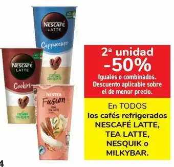 Carrefour En todos los cafés refrigerados nescafé latte, tea latte, nesquik o milkybar oferta