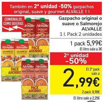 Carrefour Gazpacho original o suave o salmorejo alvalle oferta
