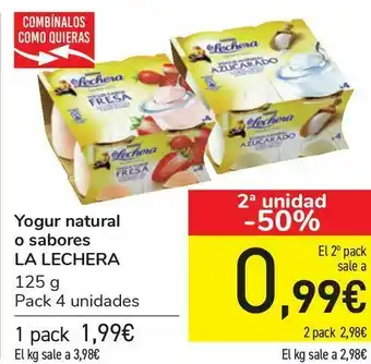Carrefour Yogur natural o sabores la lechera oferta