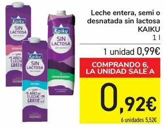 Carrefour Leche entera, semi o desnatada sin lactosa kaiku oferta