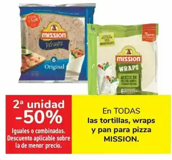 Carrefour En todas las tortillas, wraps y pan para pizza mission oferta
