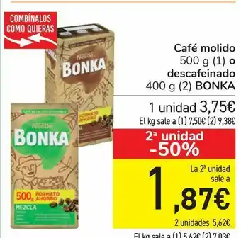 Carrefour Café molido o descafeinado bonka oferta