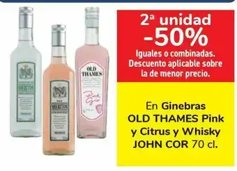 Carrefour Ginebra old thames pink y citrus y whisky john cor oferta