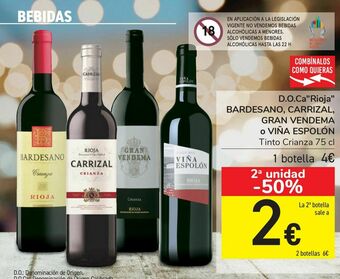 Carrefour D.o.ca rioja barsesano, carrizal, gran vendema o viña espolón oferta