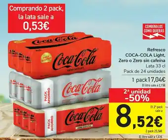 Carrefour Refresco coca-cola light, zero o zero sin cafeína oferta