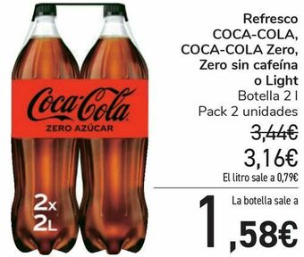 Carrefour Refresco coca-cola, coca-cola zero, zero sin cafeína o light oferta