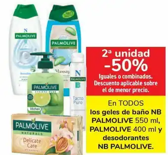 Carrefour En todos los geles de baño nb palmolive, palmolive y desodorantes nb palmolive oferta