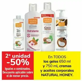 Carrefour En todos los geles y cremas y aceites corporales natural honey oferta