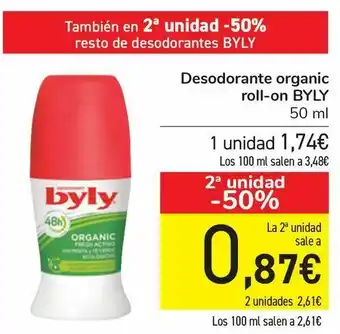Carrefour Desodorante organic roll-on byly oferta