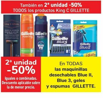 Carrefour En todas las maquinillas desechables blu ii, blue 3, geles y espumas gillette oferta