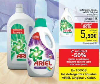 Carrefour En todos los detergentes líquidos ariel original y color oferta