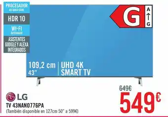 Carrefour Tv nanocell 109,22 cm (43") lg 43nano776pa, 4k uhd, smart tv oferta