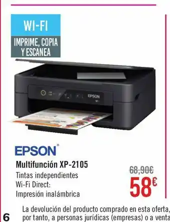 Carrefour Impresora multifunción epson expression home xp-2105 oferta