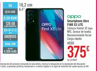 Carrefour Móvil oppo smartphone libre find x3 lite 5g oferta