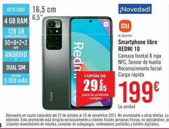 Carrefour Smartphone libre xiaomi redmi 10 oferta