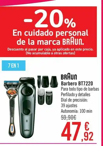 Carrefour Braun barbero bt7220 oferta