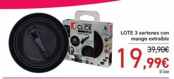 Carrefour Lote 3 sartenes con mango extraíble oferta