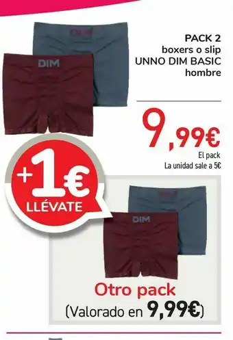 Carrefour Pack 2 boxers o slip unno dim basic hombre oferta